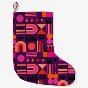 Geometric abstract seamless pattern with shapes of small christmas stocking