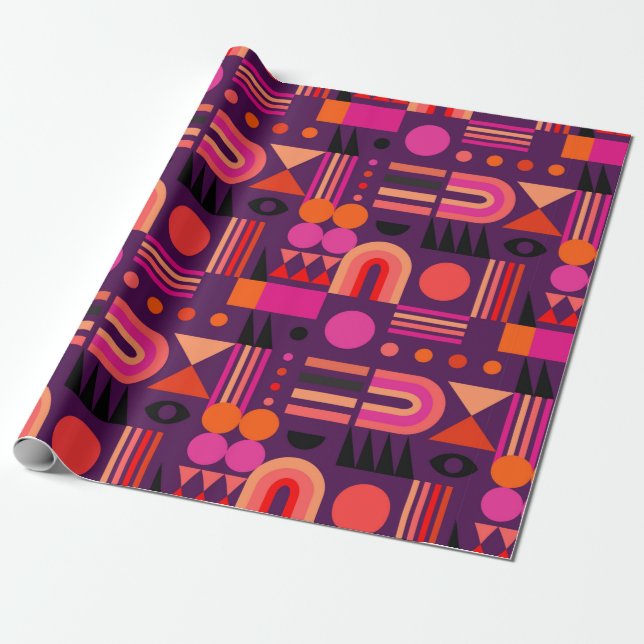 Geometric abstract seamless pattern with shapes of wrapping paper (Unrolled)
