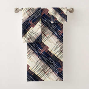 Geometric abstract striped bath towel set