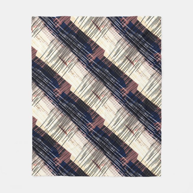 Geometric abstract striped fleece blanket (Front)