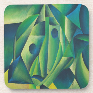Geometric Abstract Village Woman And Headscarf Coaster
