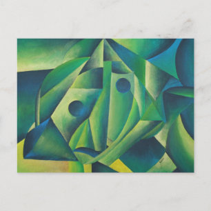 Geometric Abstract Village Woman And Headscarf Postcard