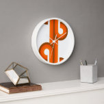 Geometric Abstract Wave Stripes Fusion Art Pattern Clock<br><div class="desc">Beautiful contemporary sienna terra cotta orange, dark yellow and brown coloured geometric curling circles shapes art pattern. Elegant, stylish and eclectic minimalism design for the artistic interior designer, the artsy décor decorator, popular hip trendsetter, vintage retro art style or abstract digital geometric motif lover. Match this design with your interior...</div>