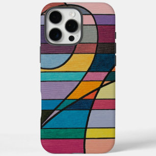 Geometric Abstract with Bold Stripes and Curves iPhone 16 Pro Max Case