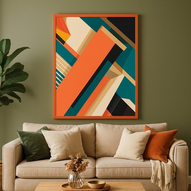 Geometric Abstract with Orange & Deep Teal Poster (Creator Uploaded)