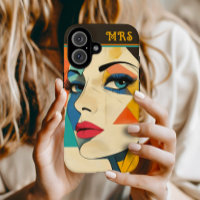 Geometric Abstract Woman with Aqua Eyes