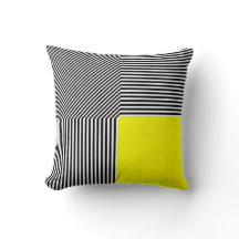 Geometric abstraction, B/W stripes yellow square