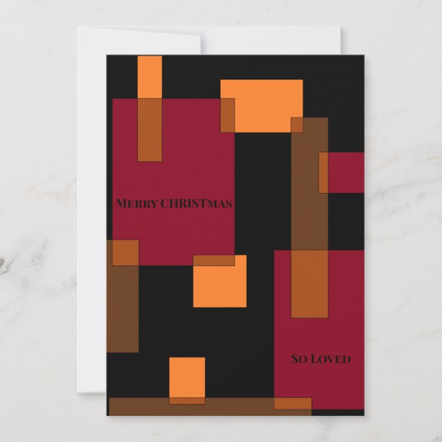 Geometric Abstraction Red Brown Black Christmas Holiday Card (Front)