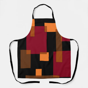 Geometric Abstraction Red Orange Brown Black  Apron
