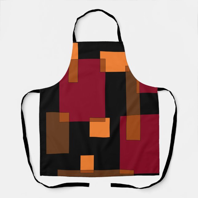 Geometric Abstraction Red Orange Brown Black  Apron (Front)
