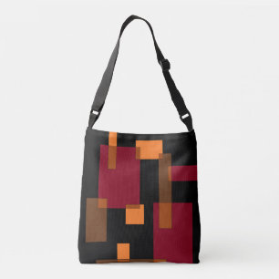 Geometric Abstraction Red Orange Brown Black  Crossbody Bag