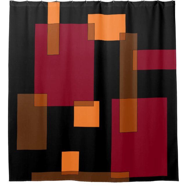 Geometric Abstraction Red Orange Brown Black  Shower Curtain (Front)