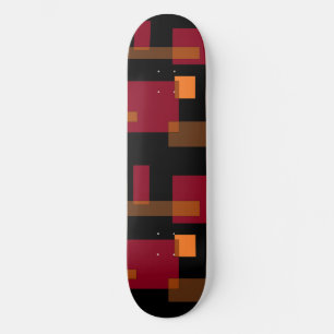 Geometric Abstraction Red Orange Brown Black  Skateboard
