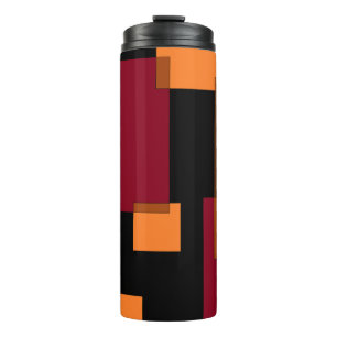 Geometric Abstraction Red Orange Brown Black  Thermal Tumbler