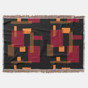 Geometric Abstraction Red Orange Brown Black Throw Blanket
