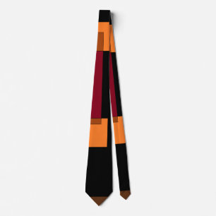 Geometric Abstraction Red Orange Brown Black  Tie