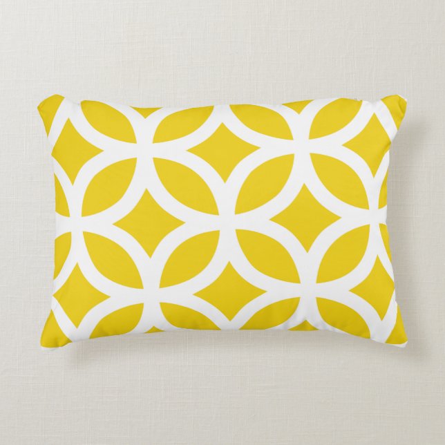 Geometric Accent Pillow - Lemon Yellow Pattern (Front)