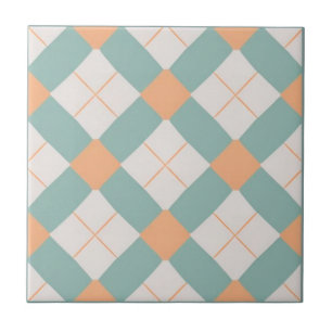 Geometric acqua-gren and orange pattern tile