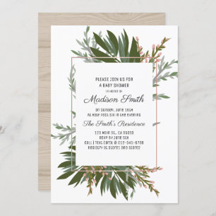 Geometric and Greenery Baby Shower Invitation