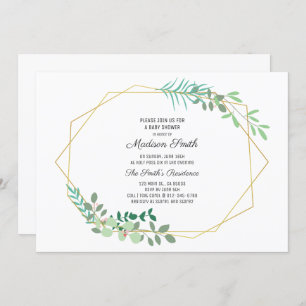 Geometric and Greenery Baby Shower Invitation
