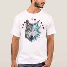Geometric and Realistic Split Face Wolf T-Shirt