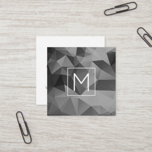 Geometric Angles Monogram INITIAL Grey Modern Cool Square Business Card