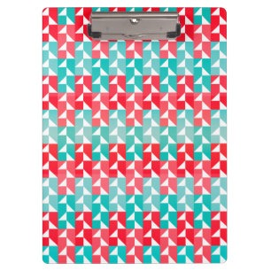 Geometric Aqua Blue and Red Modern Pattern Clipboard