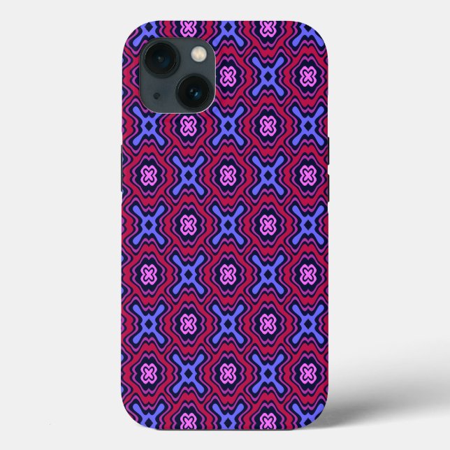 Geometric Arabesque Pattern in Vibrant Pink and Bl Case-Mate iPhone Case (Back)
