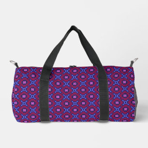 Geometric Arabesque Pattern in Vibrant Pink and Bl Duffle Bag
