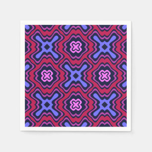 Geometric Arabesque Pattern in Vibrant Pink and Bl Napkin