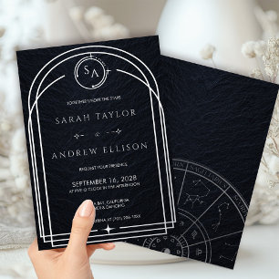 Geometric Arch Night Sky Silver Foil Wedding