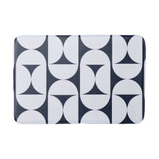 Geometric Arch Print Bath Mat – Navy & White Mod