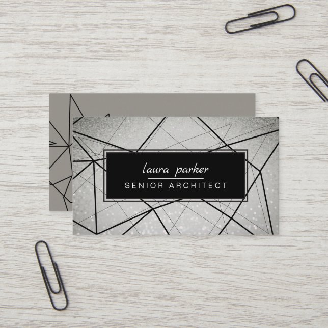 Geometric Architect Modern Construction Consultant Business Card (Front/Back In Situ)