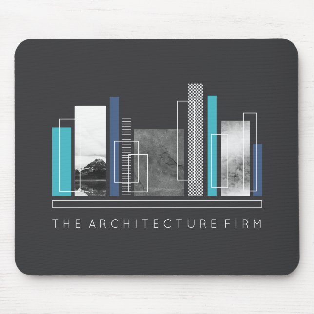 Geometric Architecture Blue & Grey Mouse Pad (Front)