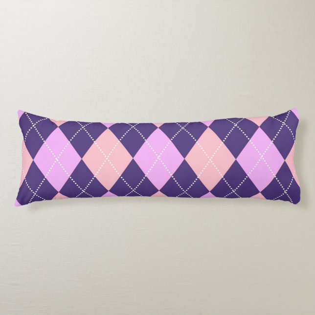 Geometric Argyle Blue Purple Y2K Pattern Body Cushion (Front)