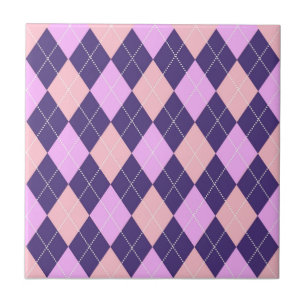 Geometric Argyle Blue Purple Y2K Pattern Tile