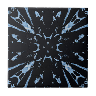 Geometric art blue on black tile