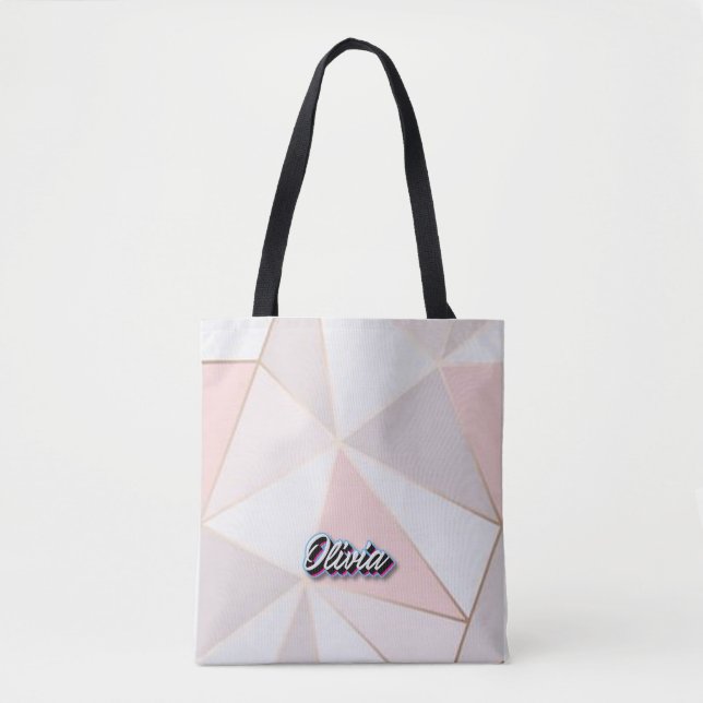 Geometric Art Custom Tote in Rose Gold Bag (Front)