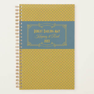 Geometric & Art Deco Blue & Yellow Personalised Planner