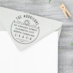 Geometric Art Deco Name & Round Return Address Self-inking Stamp
