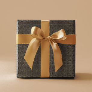 Geometric Art Deco Pattern   Black Bronze Wrapping Paper