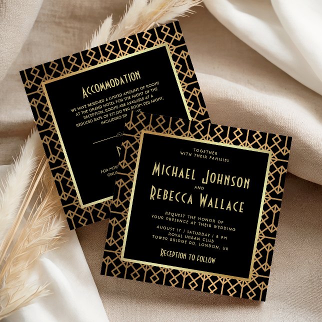Geometric Art Deco Style All in One Wedding Invitation (Creator Uploaded)