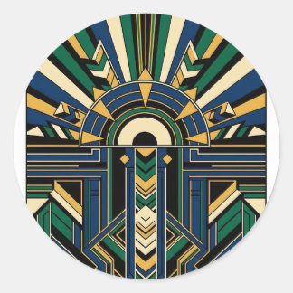 Geometric Art Deco Sunburst Classic Round Sticker