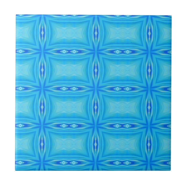 Geometric art electric blue tile (Front)