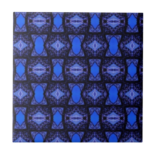 Geometric art modern sapphire blue navy tile (Front)