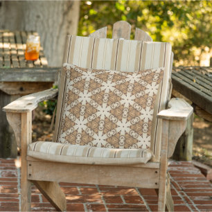 Geometric Art Nouveau Tan Cream Triangle Pattern  Cushion