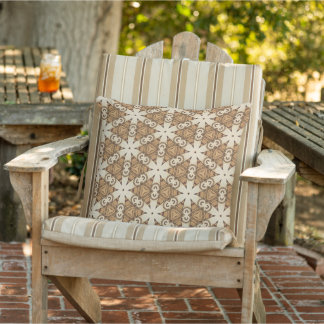 Geometric Art Nouveau Tan Cream Triangle Pattern Cushion