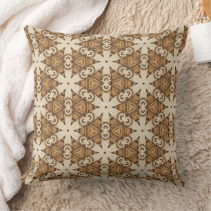  Geometric Art Nouveau Tan Cream Triangle Pattern  Cushion