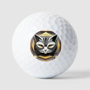 Geometric Art of a Stylised Cat Abstract Design Golf Balls