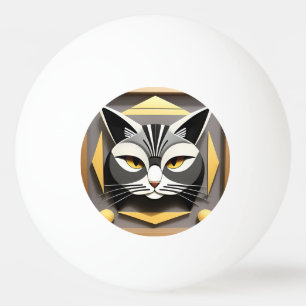 Geometric Art of a Stylised Cat Abstract Design Ping Pong Ball